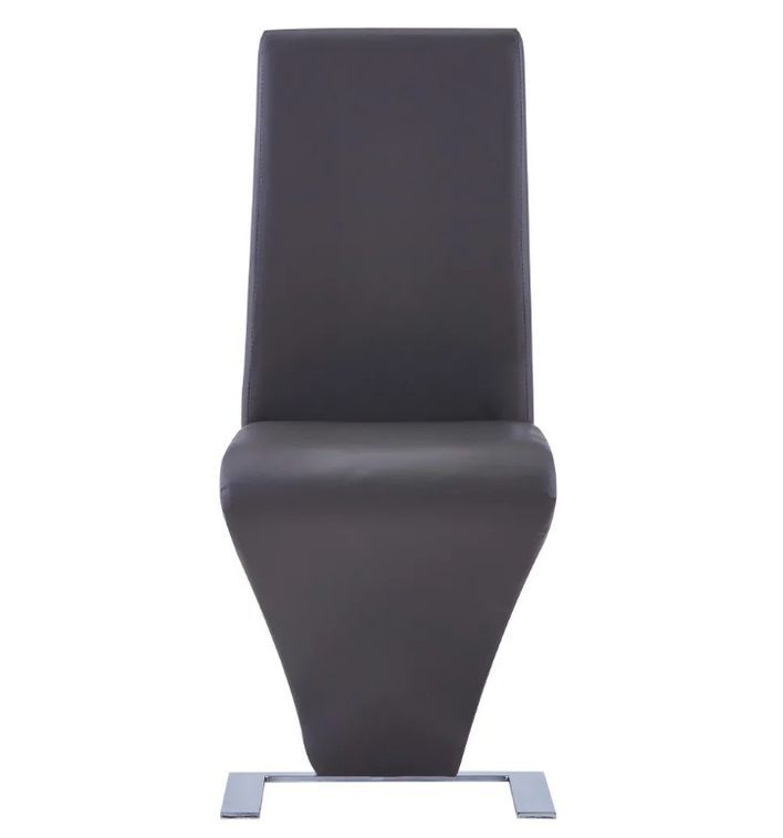 Chaise design simili cuir gris foncé et pieds métal chromé Théo - Lot de 2 - Photo n°2