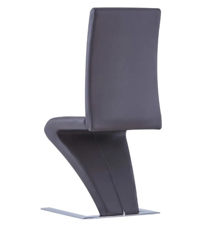 Chaise design simili cuir gris foncé et pieds métal chromé Théo - Lot de 2 - Photo n°4
