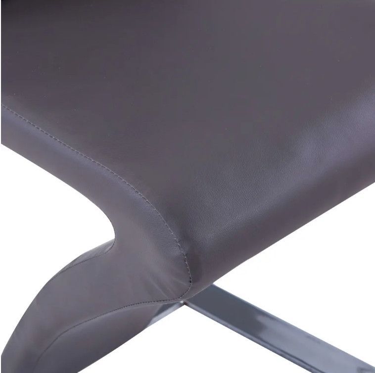 Chaise design simili cuir gris foncé et pieds métal chromé Théo - Lot de 2 - Photo n°5
