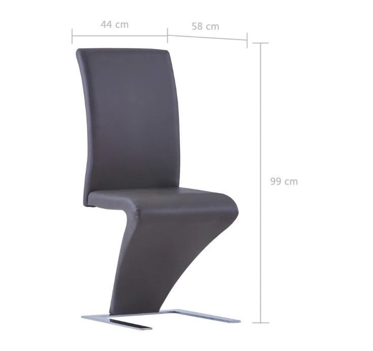 Chaise design simili cuir gris foncé et pieds métal chromé Théo - Lot de 2 - Photo n°6