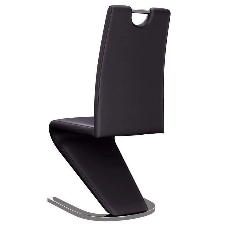 Chaise design simili cuir marron et métal chromé Ryx - Lot de 2 - Photo n°5