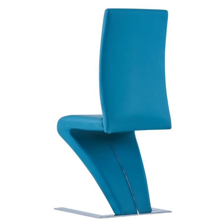 Chaise design simili cuir turquoise et pieds métal chromé Théo - Lot de 2 - Photo n°4