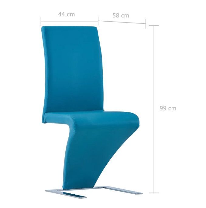 Chaise design simili cuir turquoise et pieds métal chromé Théo - Lot de 2 - Photo n°6