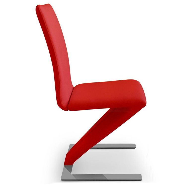 Chaise design simili rouge Vogue - Lot de 2 - Photo n°2