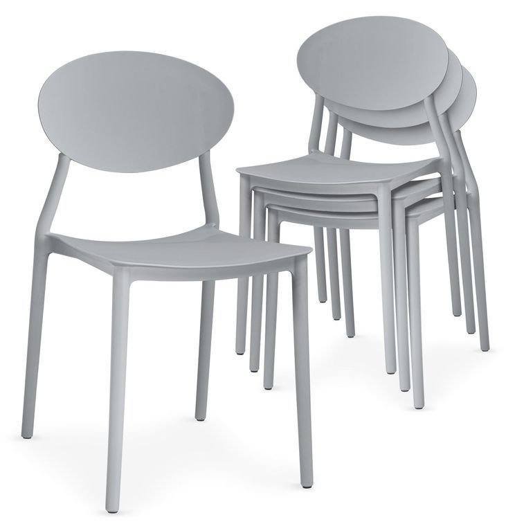 Chaise empilable moderne polypropylène gris Bala - Lot de 4 - Photo n°1