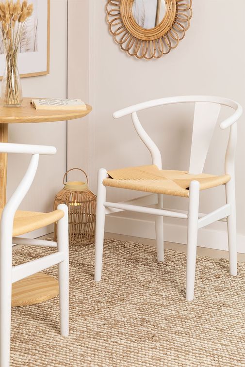 Chaise en bois blanc et corde naturel Kaylo - Photo n°2