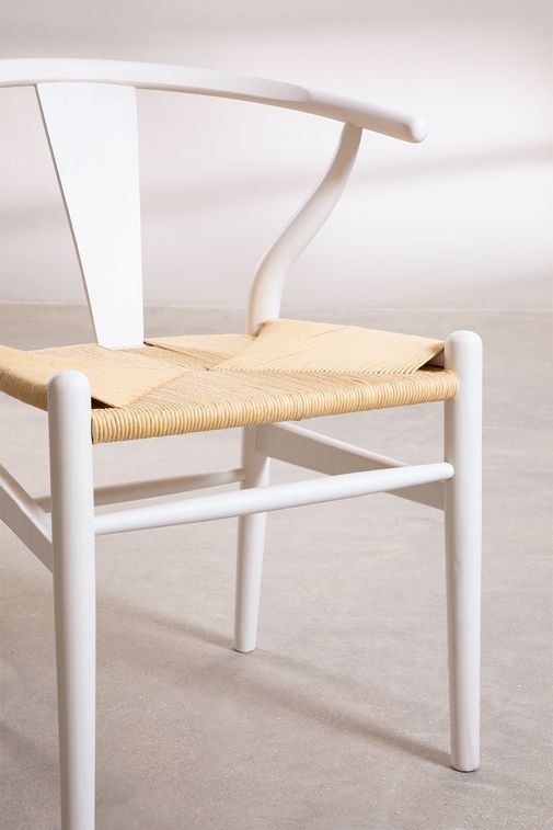 Chaise en bois blanc et corde naturel Kaylo - Photo n°4
