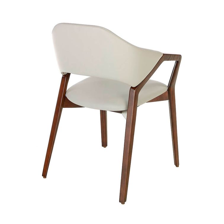 Chaise design en bois et cuir blanc tressé - Zoé Référence : CD_Ch44E-02