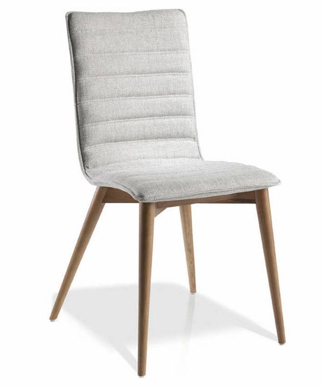 Chaise en bois de frêne couleur noyer et tissu Luza - Lot de 2 - Photo n°1