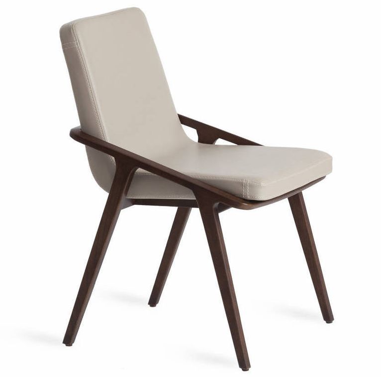 Chaise en bois de frêne et simili cuir Leva - Lot de 2 - Photo n°1