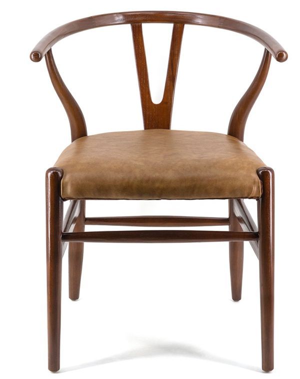 Chaise en bois massif marron et assise en cuir Kuiza - Photo n°2