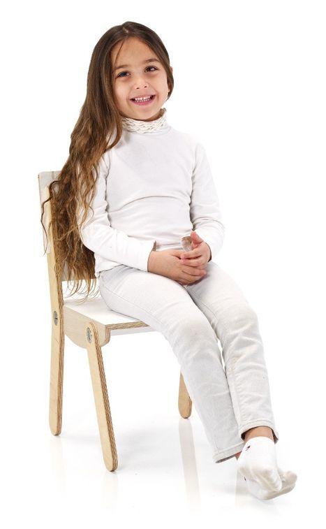 Chaise enfant laqué blanc et bois clair Milky - Photo n°2
