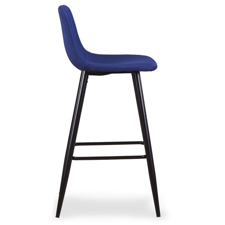 Chaise haute de bar tissu bleu Kofy - Lot de 4 - Photo n°4