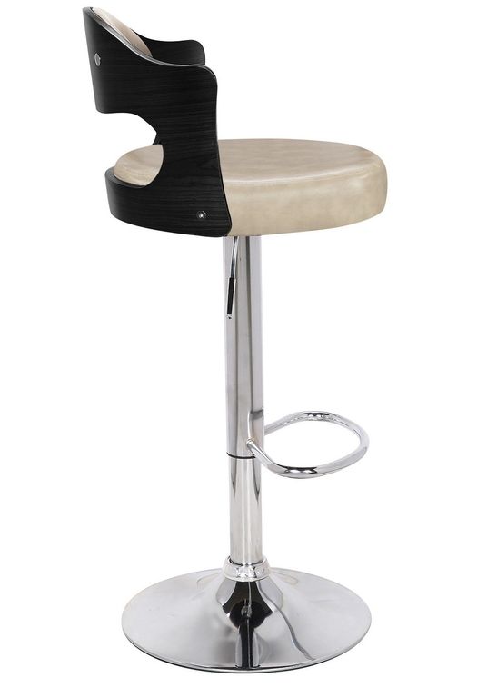 Chaise haute moderne similicuir crème et noir Buli - Lot de 2 - Photo n°4