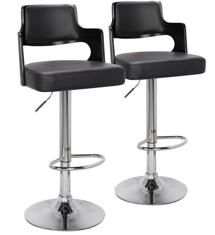 Chaise haute moderne similicuir noir Jade - Lot de 2 - Photo n°1