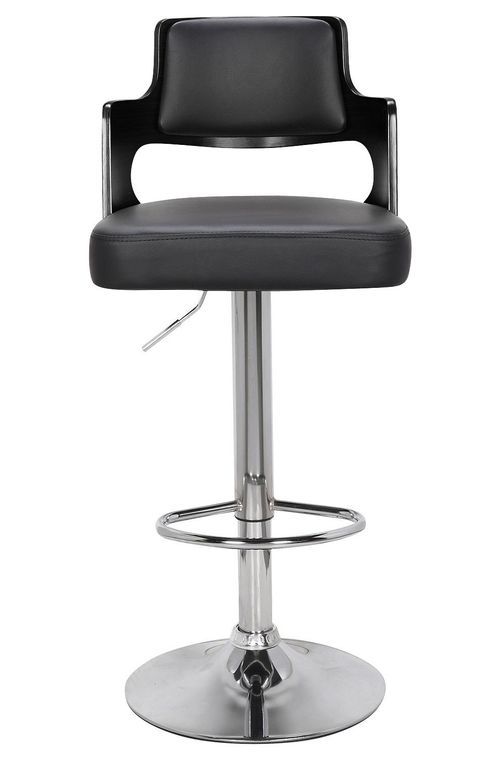 Chaise haute moderne similicuir noir Jade - Lot de 2 - Photo n°3