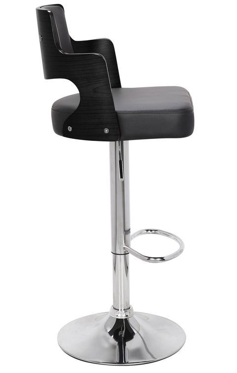 Chaise haute moderne similicuir noir Jade - Lot de 2 - Photo n°4