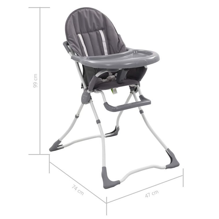 Chaise haute pour bébé Gris et blanc - Photo n°9