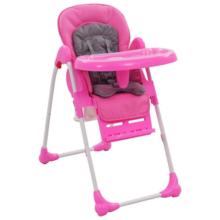 Chaise haute pour bébé Rose et gris - Photo n°1