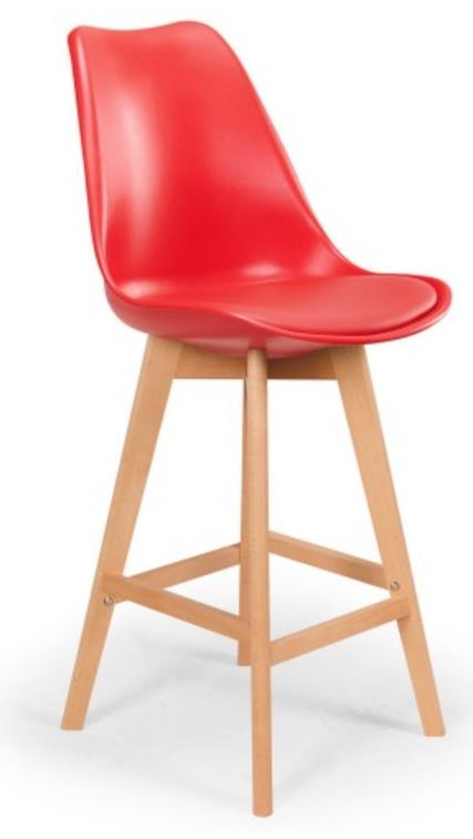 Chaise haute Scandinave Orna Rouge - Lot de 4 - Photo n°2
