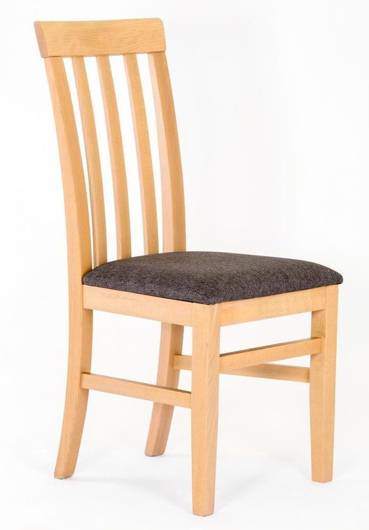 Chaise hêtre massif clair et assise tissu gris Hoppe - Lot de 2 - Photo n°1