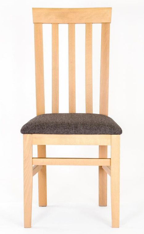 Chaise hêtre massif clair et assise tissu gris Hoppe - Lot de 2 - Photo n°2
