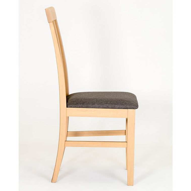 Chaise hêtre massif clair et assise tissu gris Hoppe - Lot de 2 - Photo n°5
