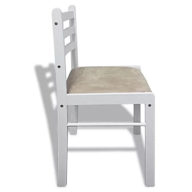 Chaise hévéa massif blanc et assise tissu Yano - Lot de 2 - Photo n°4