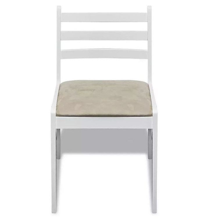 Chaise hévéa massif blanc et assise tissu Yano - Lot de 4 - Photo n°3