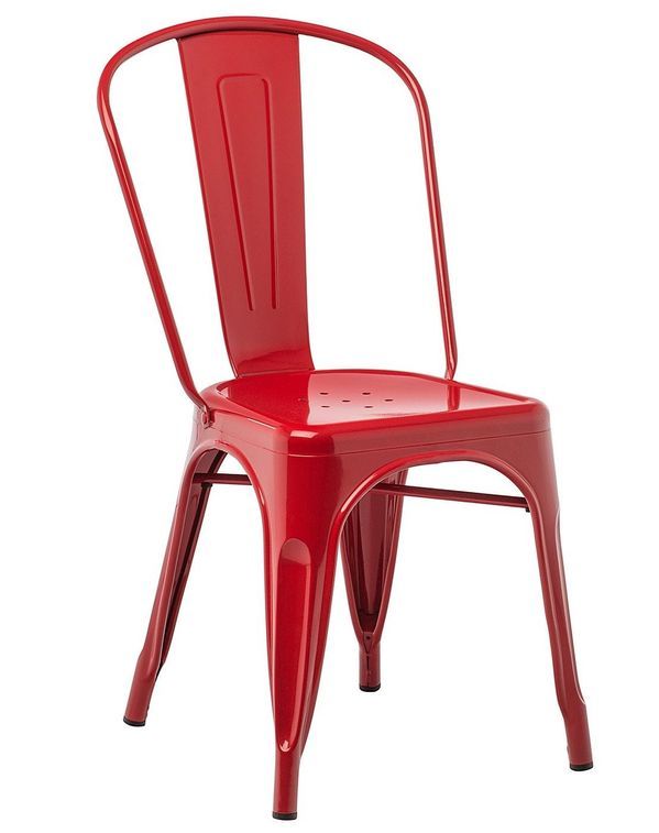 Chaise industrielle acier brillant rouge Kontoir - Photo n°1