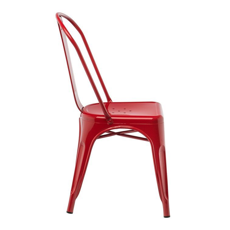 Chaise industrielle acier brillant rouge Kontoir - Photo n°2