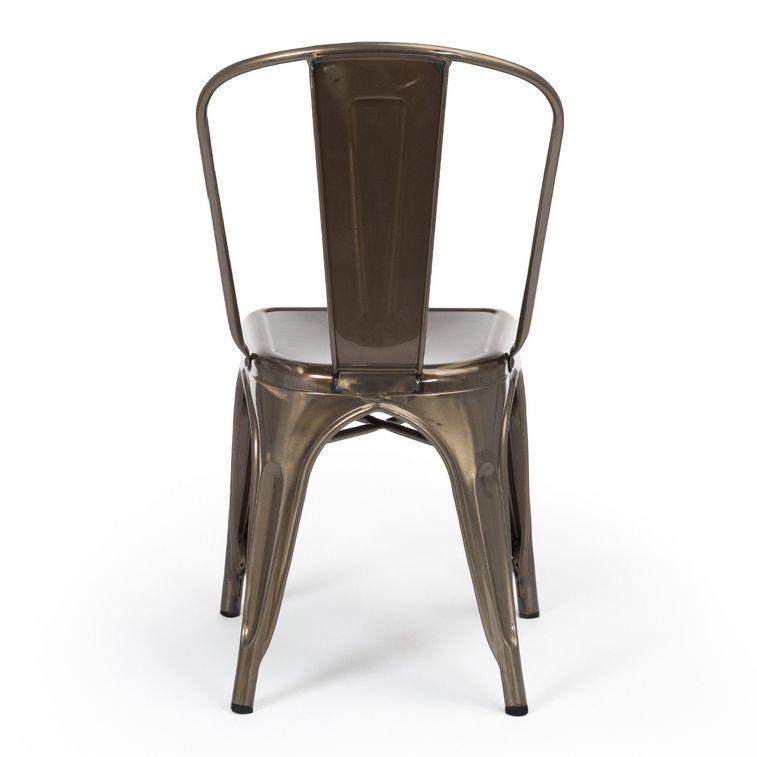 Chaise industrielle acier brossé brillant bronze luxe - Photo n°2