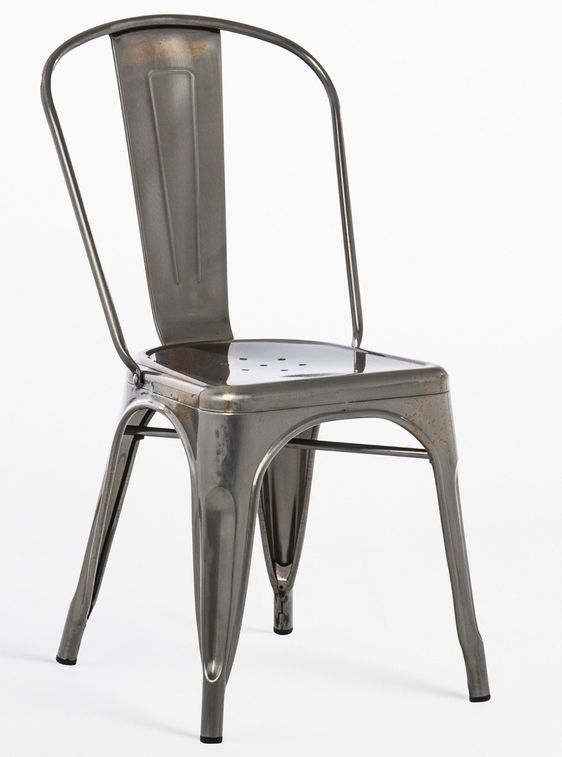 Chaise industrielle acier brossé brillant bronze Luxor - Photo n°1