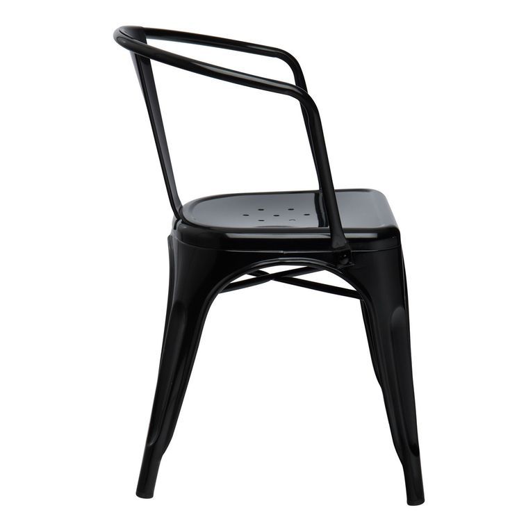 Chaise industrielle avec accoudoirs acier brillant noir Kuista - Photo n°3