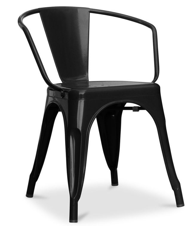 Chaise industrielle avec accoudoirs acier brillant Poka - Haut de gamme - Photo n°1