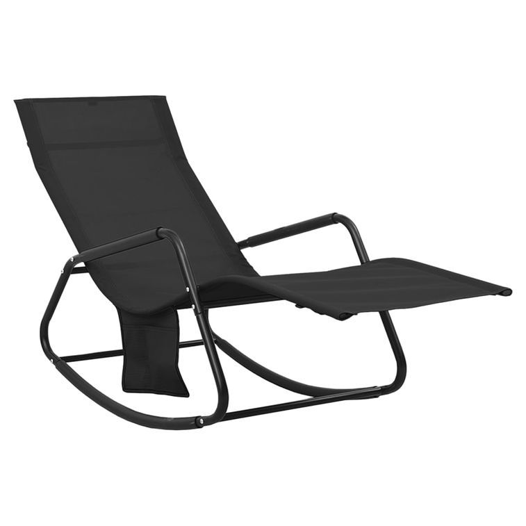 Chaise longue Acier et textilène Noir - Photo n°1