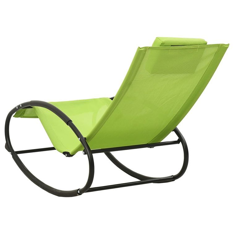Chaise longue avec oreiller Acier et textilène Vert - Photo n°5