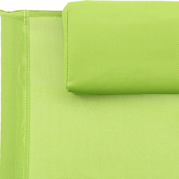 Chaise longue avec oreiller Acier et textilène Vert - Photo n°6
