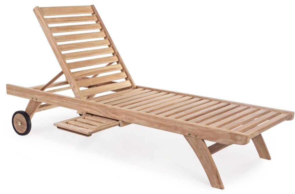 Chaise longue de jardin inclinable en bois teck naturel Marina - Photo n°1