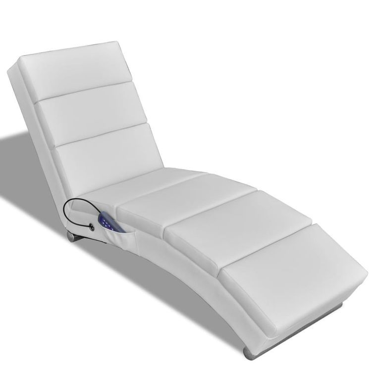 Chaise longue de massage Blanc Similicuir - Photo n°1
