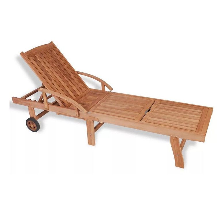 Home Chaise longue teck massif clair Alida LesTendances.fr