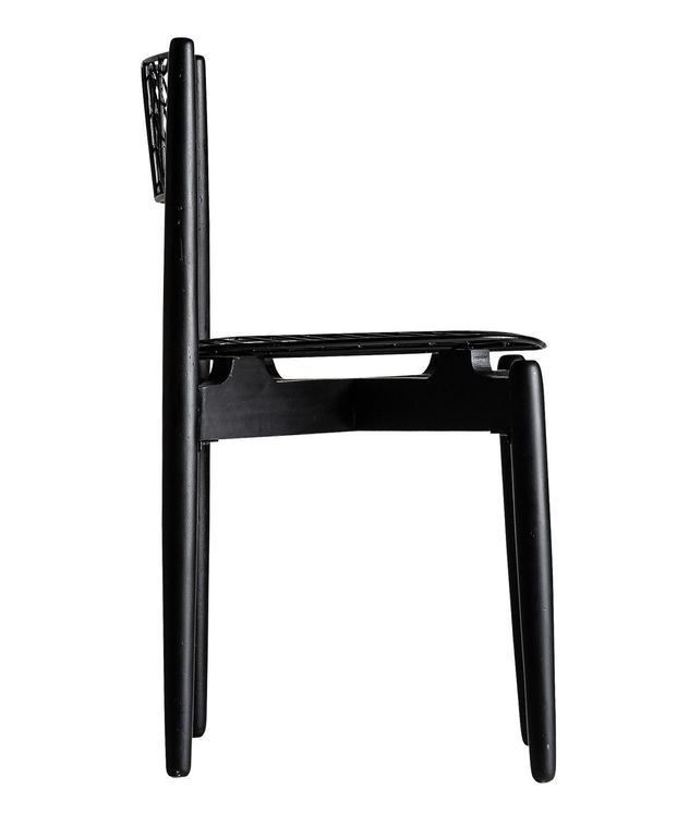 Chaise mahogany massif noir et assise métal Lial - Photo n°4