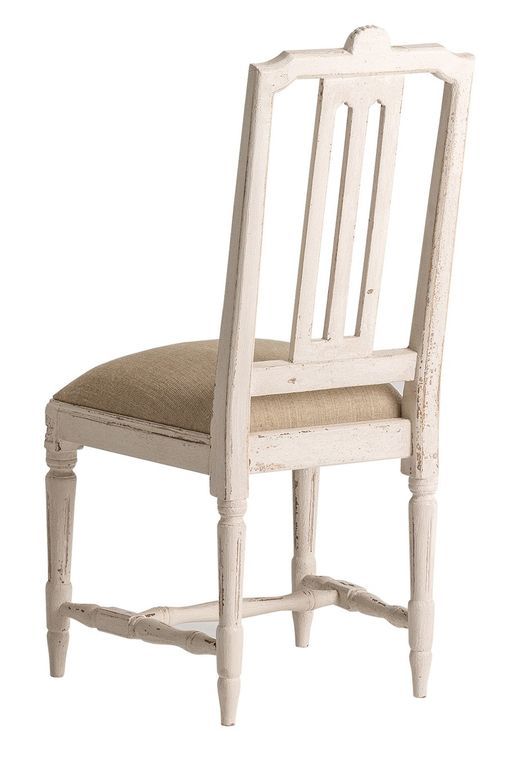 Chaise manguier massif blanc et assise tissu beige Brook - Lot de 2 - Photo n°3