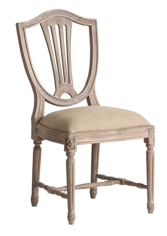 Chaise manguier massif clair et assise tissu beige Brook - Lot de 2 - Photo n°1