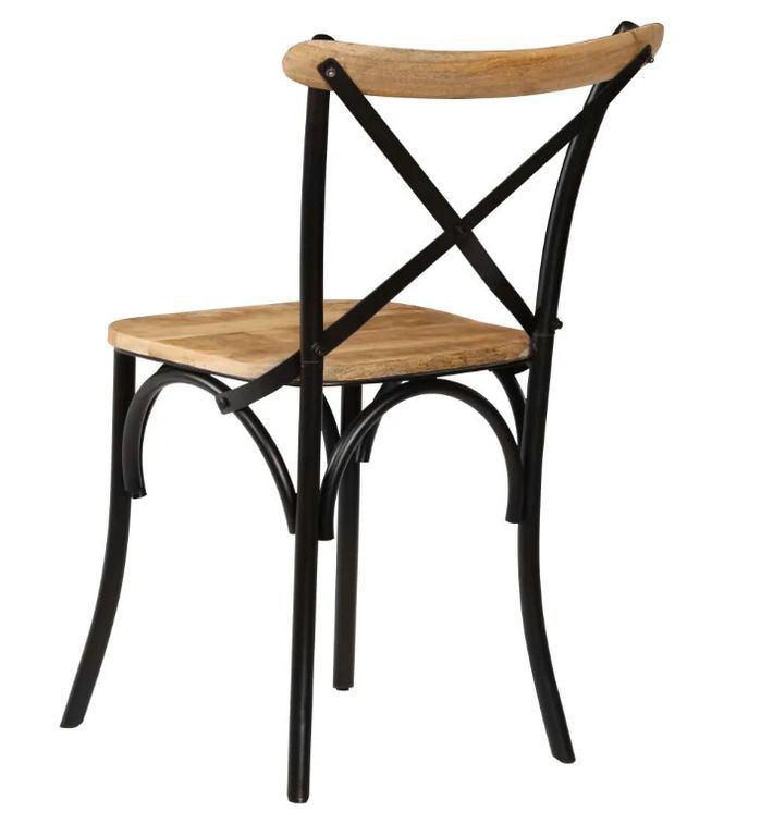 Chaise manguier massif et acier noir Tiphen - Lot de 4 - Photo n°4