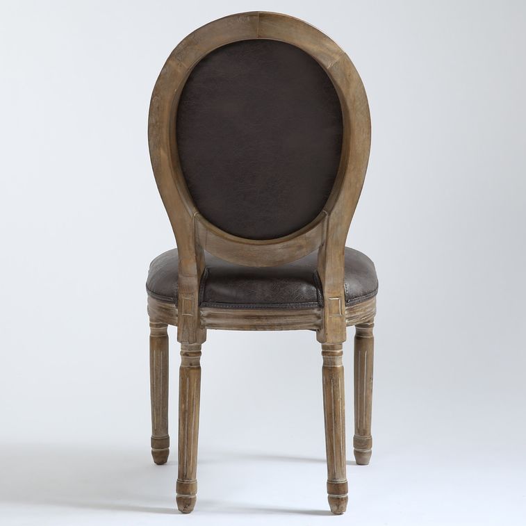 Chaise médaillon bois et simili effet vieilli Louis XVI - Lot de 2 - Photo n°5