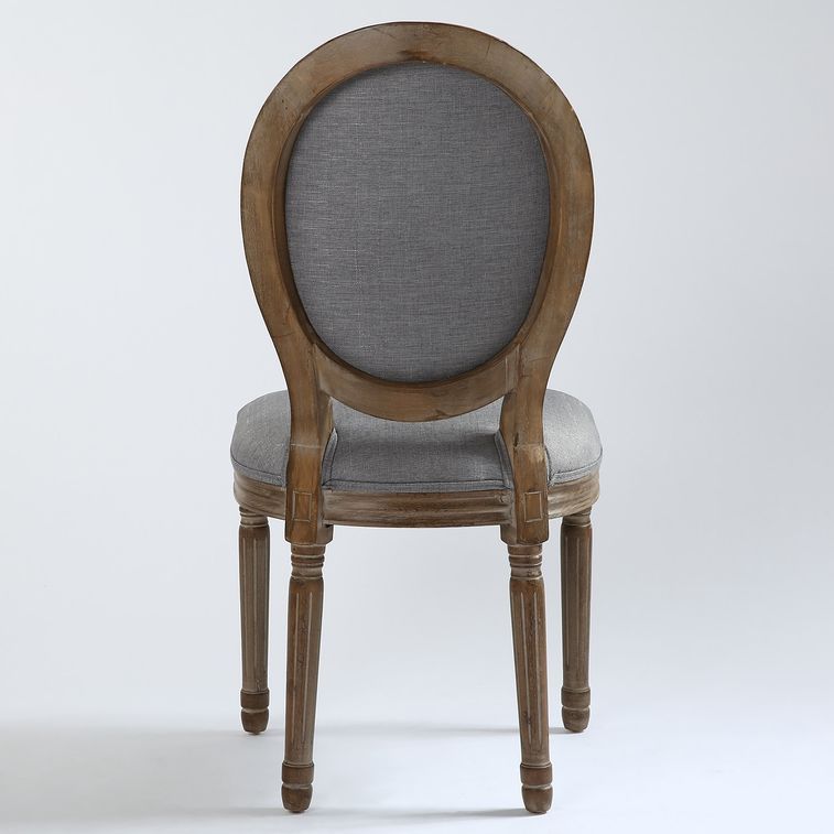 Chaise médaillon bois et tissu gris Louis XVI - Lot de 2 - Photo n°5