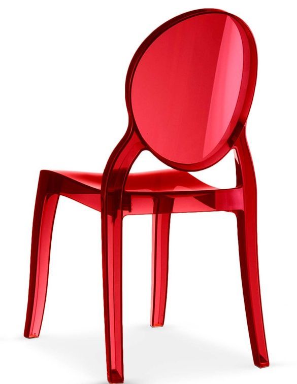 Chaise médaillon empilable plexiglas rouge Darius - Lot de 4 - Photo n°3