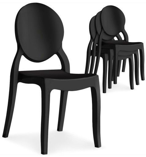 Chaise médaillon polypropylène noir Darius - Lot de 4 - Photo n°1