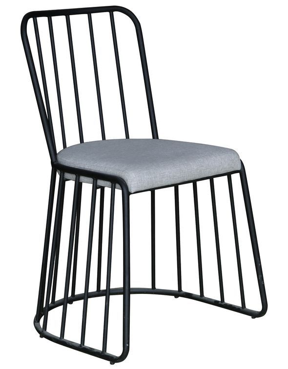 Chaise métal noir assise tissu gris Michi - Lot de 2 - Photo n°1